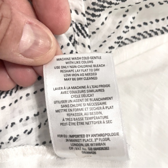 Postmark Anthropologie Top M Black White Notch V Neck Sleeveless Hi Lo Hem - Picture 8 of 9